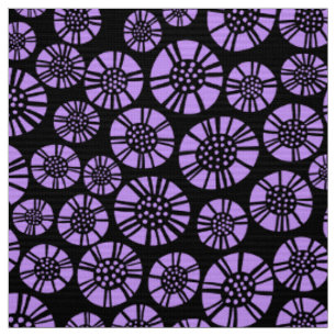 Tissu Fleurs Abstraites 031023 - Pâques violet sur noir