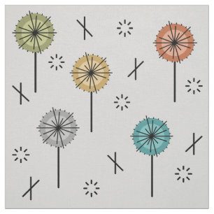 Tissu Fleurs atomiques rétro multicolores