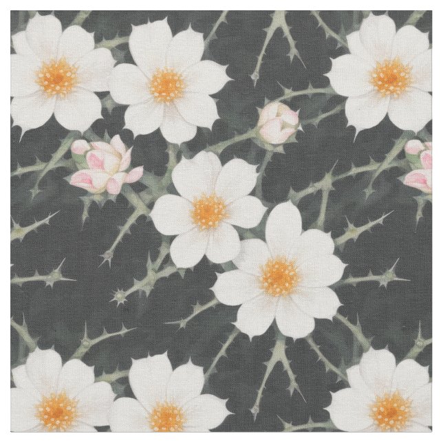 Tissu Fleurs blanches de pricks sur un arrière - plan so (Fermer)