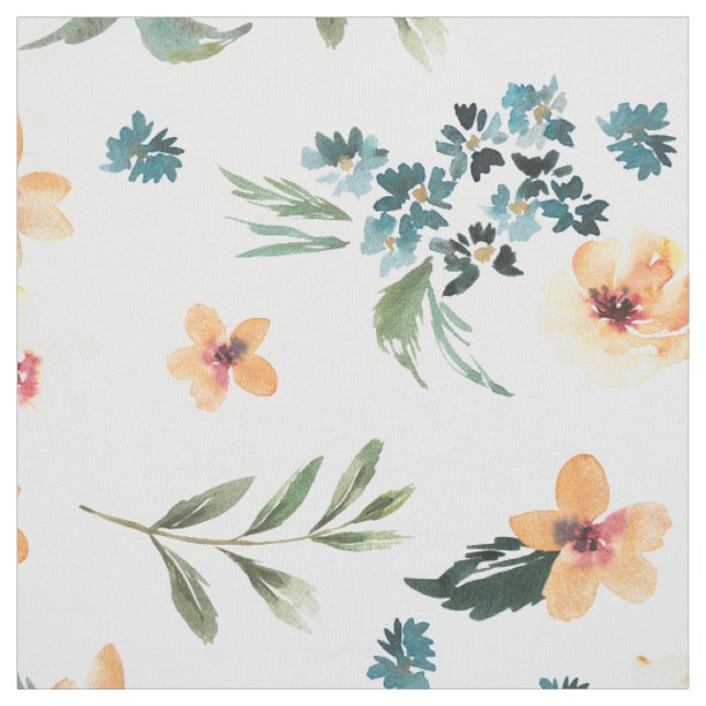 Tissu Fleurs bleu clair et jaune doux motif (Échantillon)