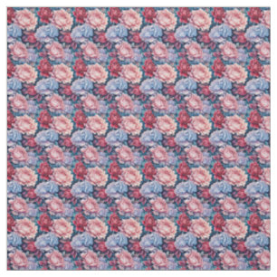Tissu Fleurs bleues et roses