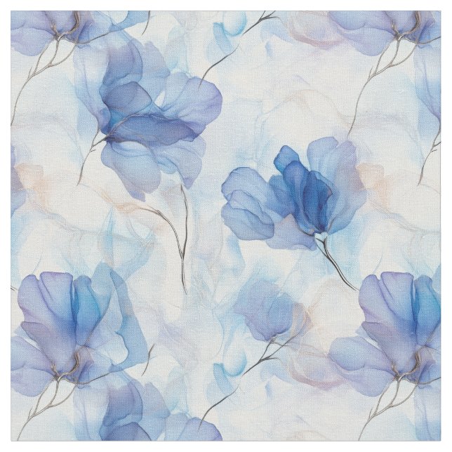 Tissu Fleurs bleues translucides (Fermer)