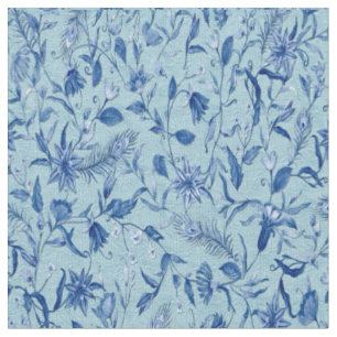 Tissu Fleurs bleues turquoises sur des sculptures textur