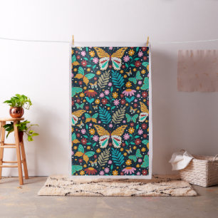 Tissu Fleurs colorées et papillons sans couture motif