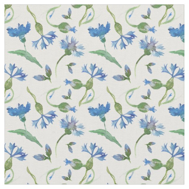 Tissu Fleurs de corail bleu aquarelle (Fermer)