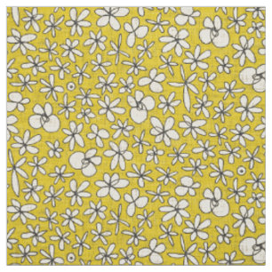 Tissu fleurs de guirlande jaune