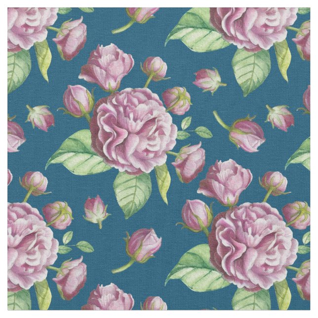 Tissu Fleurs de jardin de camélias roses (Fermer)