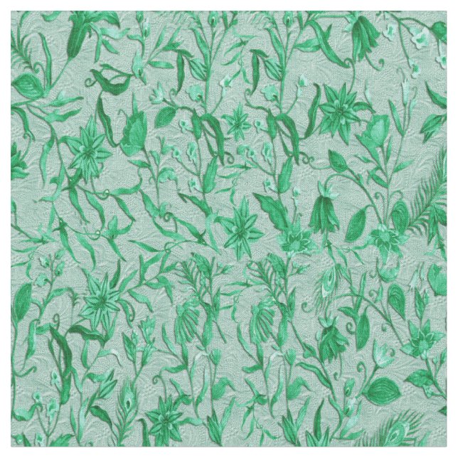 Tissu Fleurs de lea vert sur support texturé sculpté (Fermer)