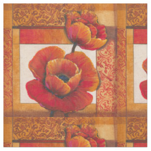 Tissu Fleurs de pavot sur l'arrière - plan bronzage et