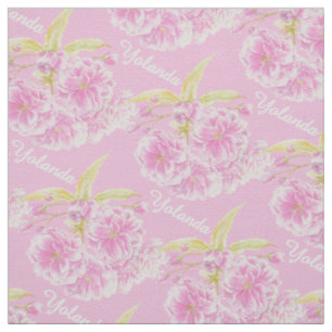 Tissu fleurs de printemps aquarelle floraisons nom rose