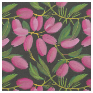 Tissu Fleurs de printemps sur un arrière - plan noir