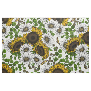 Tissu Fleurs de soleil et marguerites, jardin d'été 3