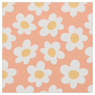 Tissu Fleurs de style rétro sur arrière - plan orange