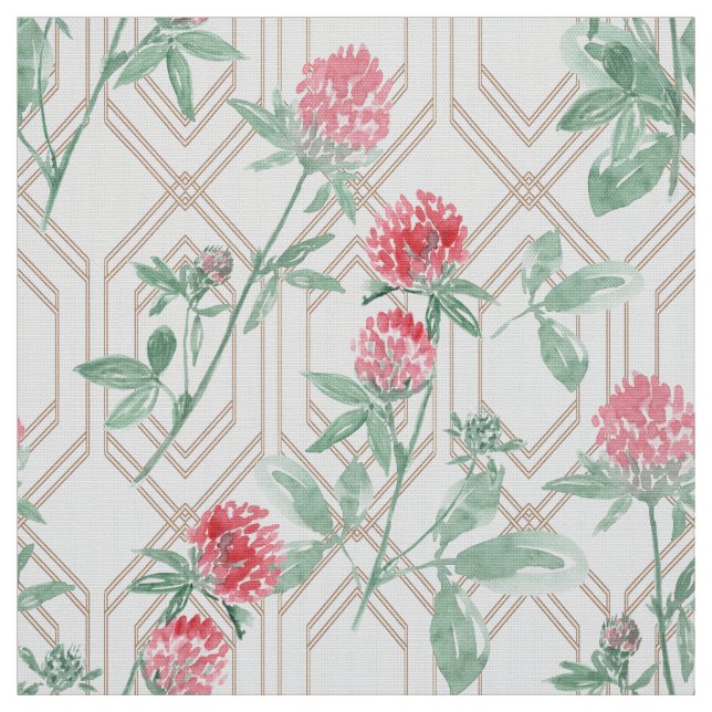 Tissu Fleurs de trèfle d'aquarelle (Échantillon)