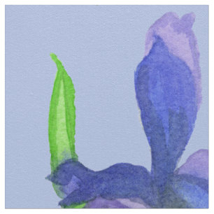 Tissu Fleurs d'Iris Sauvages Aquarelle violette Bleu