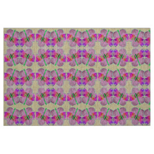 Tissu Fleurs en libellules (rose sur rose)
