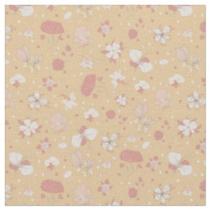 Tissu Fleurs esquissées sur orange clair