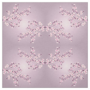 Tissu Fleurs florales de cerisier rose Motif géométriq