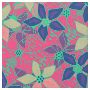 Tissu Fleurs florales invisibles motif rouge d'été brill