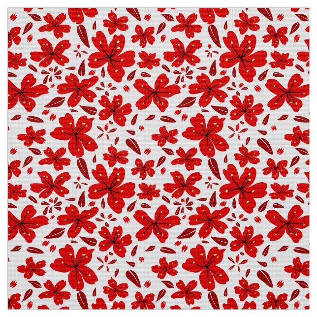 Tissu Fleurs florales rouges (Échantillon)