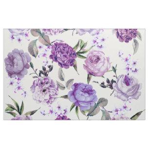Tissu Fleurs pourpres lilas violettes Girly élégantes