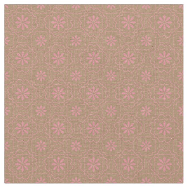 Tissu Fleurs roses Brown | Motif Floral Block (Fermer)
