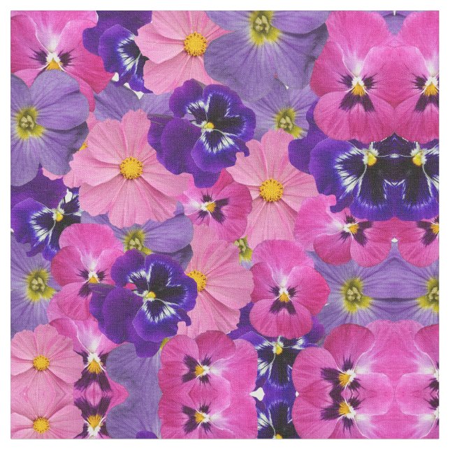 Tissu fleurs roses et violettes (Fermer)