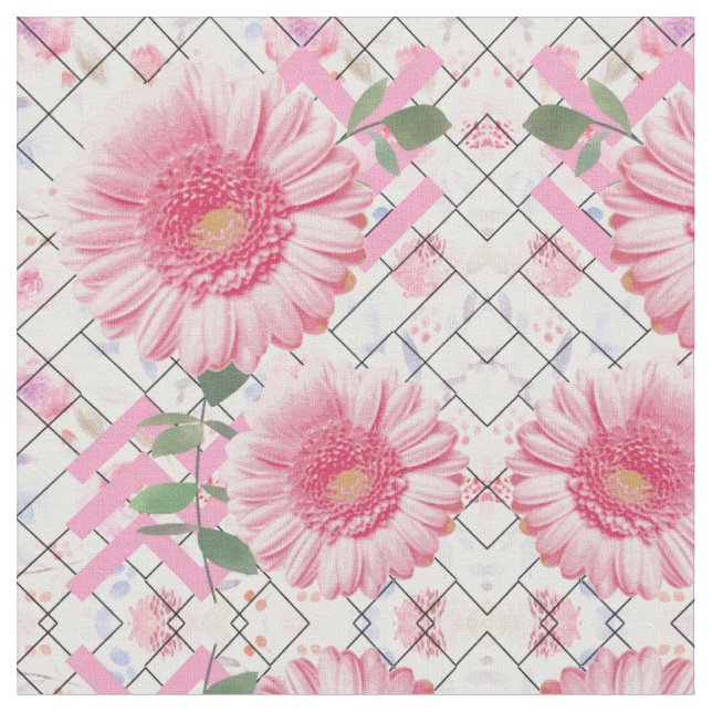 TISSU FLEURS ROSES FLORALES (Fermer)