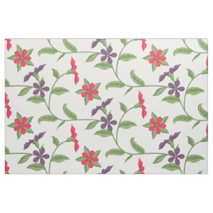 Tissu Fleurs rouge et violet mignonnes sur Col Arrière -