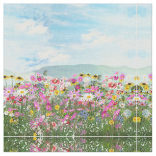 Tissu Fleurs sauvages contre un ciel bleu