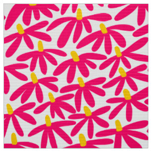Tissu Fleurs stylisées - Crimson, Ambre et Blanc