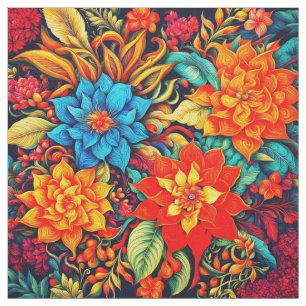 Tissu Fleurs tropicales dynamiques