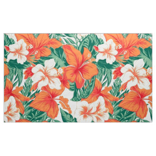 Tissu Fleurs tropicales hawaïennes et motifs feuille