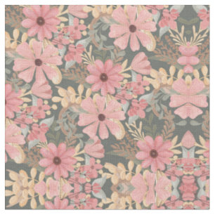 Tissu Fleurs vertes rose Sage Laisser Motif Aquarelle