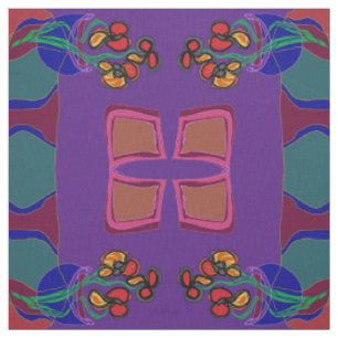 Tissu Fleurs violet/ vert /orange /jaune>Tissu