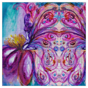 TISSU FLEUVE MORTE BLANCHE, AILES PURPLES ROSE BLEUE