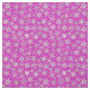 Tissu flocons de neige sur magenta rose tempête de neige