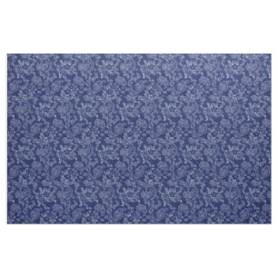 Tissu Floral bleu Denim des années 1930