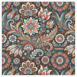 Tissu floral bohème noir