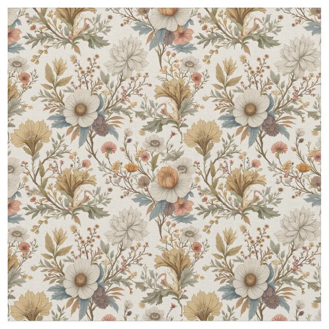 Tissu Floral Boho sur beige (Fermer)