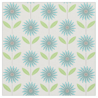 Tissu floral de bleu de turquoise de fleur moderne