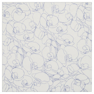 Tissu Floral d'orchidée blanche bleu marine simple et 