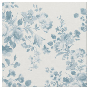 Tissu Floral élégant de Bohème blanc bleu vintage