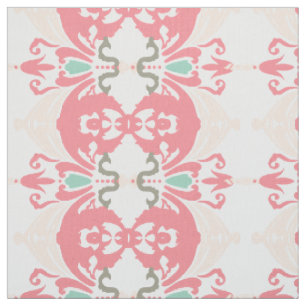 Tissu floral moderne rose-menthe gris