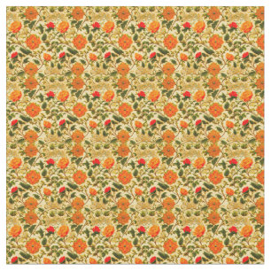 Tissu Floral orange sur Arrière - plan jaune