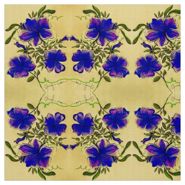 Tissu Floral pourpre et jaune (Échantillon)