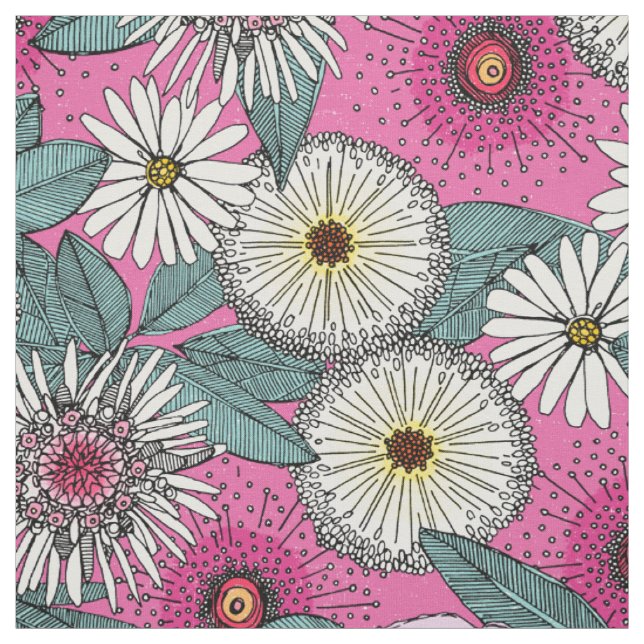 Tissu Floral rose du jardin australien (Échantillon)