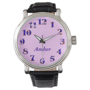 Tissu floral rose grand nombre avec montre de nom