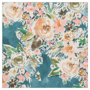Tissu Floral turquoise déprimé de JARDIN de VELOURS