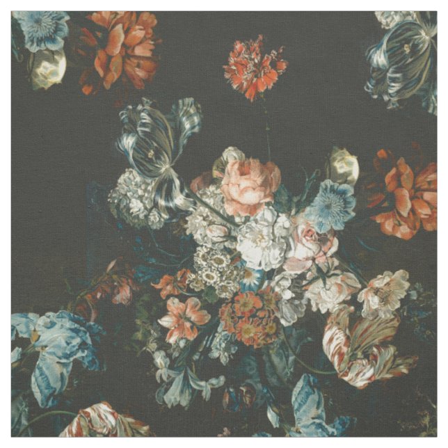 Tissu Floral turquoise et foncé de Pêche (Échantillon)